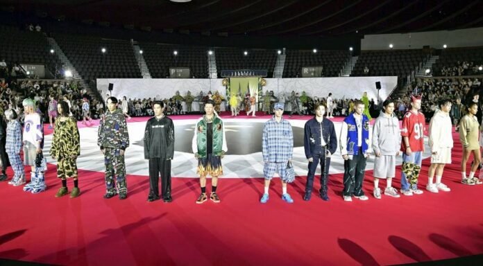 Iconic Japanese streetwear brand A Bathing Ape celebrates its 30th anniversary during the Tokyo Fashion Show

