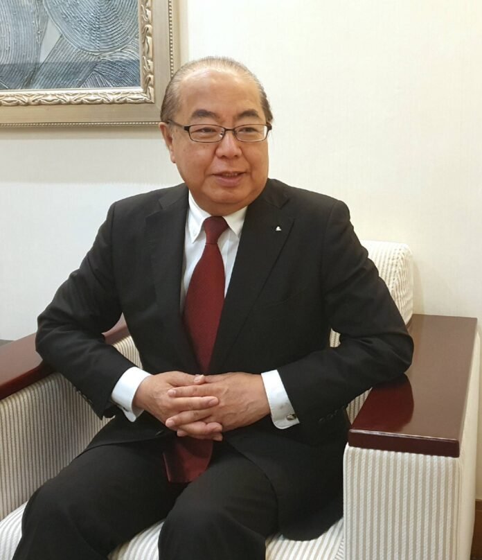 Toyama Gov. Hachiro Nitta speaks during an interview in Beijing last week. 