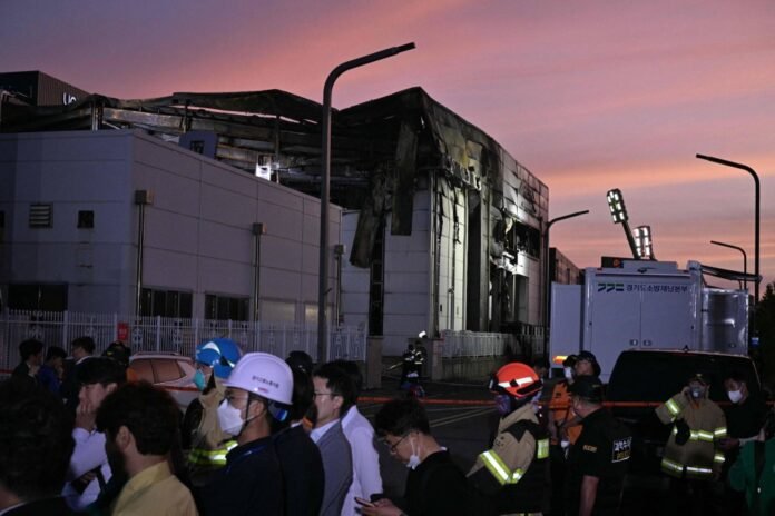 A fire at a lithium battery factory in South Korea kills 22 workers

