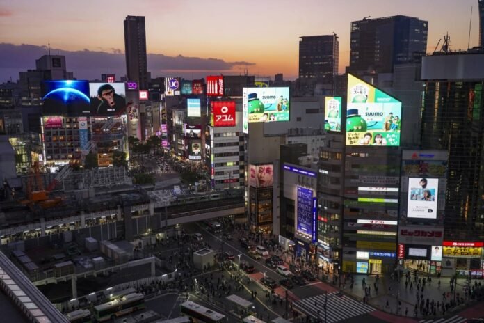 Buildings in the Shibuya district of Tokyo on May 2 