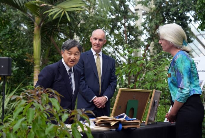 Emperor Naruhito visits Royal Botanic Gardens, Kew, on the outskirts of London on Thursday. 