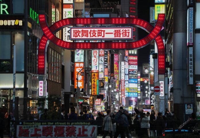 The Kabukicho area in Tokyo's Shinjuku Ward, where Toyoko, the area next to Toho Cinemas cinema complex where lonely young people flock, is located. 