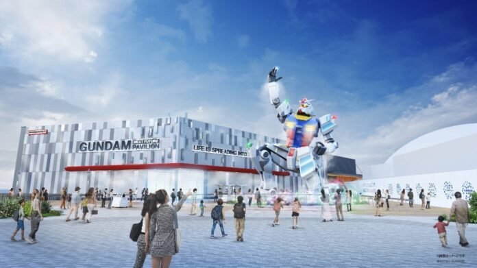 A rendering of a life-sized Gundam model to be displayed at the 2025 Osaka Expo 