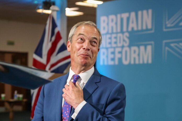 Nigel Farage takes aim at Britain's Sunak and promises border controls and tax cuts

