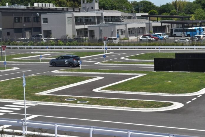 A driving course inside a new facility in the city of Saitama created for elderly drivers 