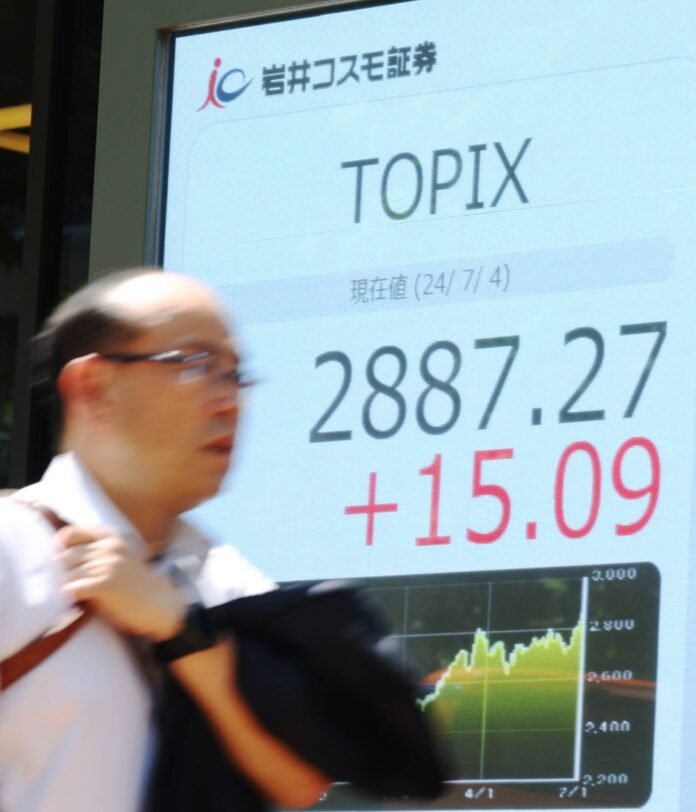 Topix joins Nikkei at record high as Japanese stocks continue rally

