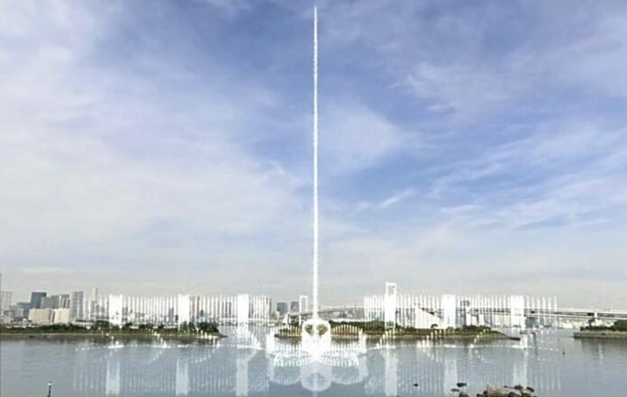 150-meter tall fountain to be built in Tokyo Bay; fountain to feature cherry tree motif

