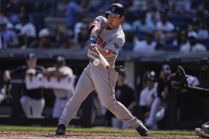 MLB: Masataka Yoshida hits an RBI double into left field for Boston's first hit, tying the score at 1; Red Sox beat Yankees 7-1

