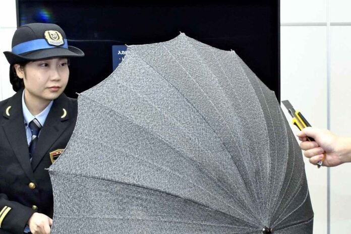 JR West develops knife-resistant umbrella to protect passengers; Company increases security ahead of Osaka-Kansai Expo

